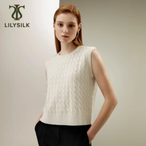 LILYSILK Women’s Baby Cashmere Sweater Vest Ladies Round Neck Sleeveless Top for Casual Everyday Wear All Season