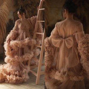 Elegant Pregnant Women Photography Props Dresses Vintage Baby Shower Women’s Maternity Photo Shoot Prom Dress Custom Made