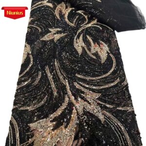 2025Latest Superior Quality Delicate Elegant Austria Soft Mesh Sequin lace with Stones Fabric For Party Evening Dress NN_8529