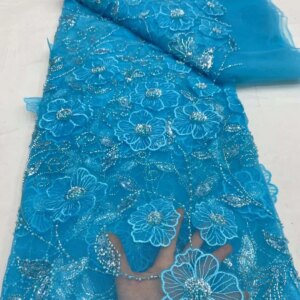 3D Flowers French Groom Lace Fabric 2024 High Quality Lace Mesh African Lace Fabric Applique Lace Fabrics For Wedding Dresses