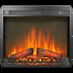 23 Inch Electric Fireplace Insert, Ultra Thin Heater with Log Set & Realistic Flame, Remote Control with Timer,1400W Heat Stove