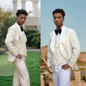 Fashion Pattern Mens Wedding Tuxedos Shawl Lapel Custom Made Jacket Pants Suits 3 Pieces Birthday Party Prom Groom Wear