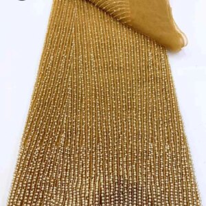 Gold African Heavily Beaded Lace Fabric 2025 High Quality French Nigerian Sequin Groom Lace Fabric Wedding Dress Sewn 5 Yards
