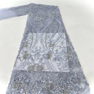 2024 New African Nigerian Exquisite Sequins Beadsd Lace Fabric High Quality French Bride Party Wedding Embyoiderg Sewing Dress