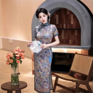New cheongsam Chinese style elegant temperament long performance dress