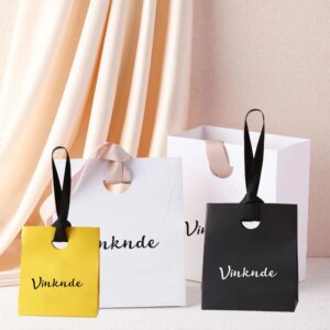 Custom Gift Bags Thick Luxury Packaging Paper Bag With Ribbon Personalized Logo Jewelry Shopping Lipstick Cosmetic Storage Boxes