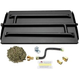 23″ Powder Coated Steel Pan for Fire Pit or Fireplace NG – TripleRowGas BurnerPanConnection Kit- Specifically for 23″ Fire Logs,