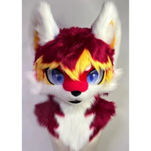 Furuit Long-haired Cat and Fox Mascot Head Party Halloween Fur Role Play