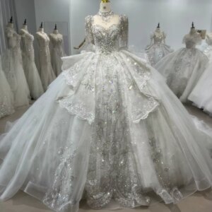 Robe Mariee Sweetheart Half Sleeve Wedding Dress Lace Up Keyhole Back Beading Crystal Bow Embroidery Ball Gown Bridal Dress