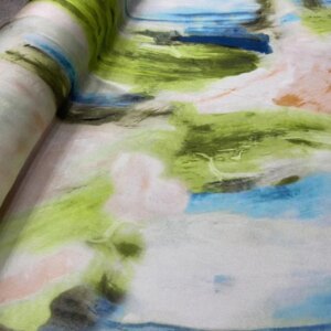Designer Harajuku style digital spray painting elastic double Joe silk fabric