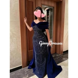 Customized Dresses For Prom A-Line Off-The-Shoulder Neckline Floor-Length Lace Luxury Evening Dresses Short Sleeves Wedding Part