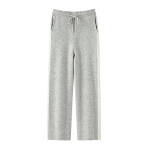 Explosives in autumn and winter 100% merino wool men’s contrast wide-leg pants solid color Joker high-end blended drawstring pan