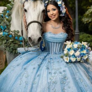 Customized Shiny sky blue Off Shoulder Quinceanera Dress sequin applique 3D flower Long tail vestidos de 15 Quinceanera