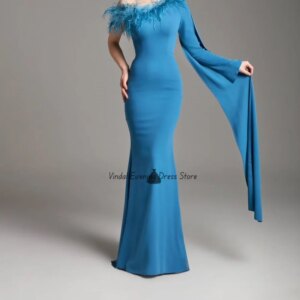 Vindal luxury Customize Mermaid Feathers robes One Shoulder Sweep Train Elegant Formal Party Evening Gown Special Occasions 2025