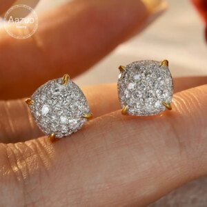 Aazuo Fine Jewelry 18K White Gold Natrual Diamonds 0.66ct Birthday Gift Idears Round Stud Earrings For Women Senior Banquet