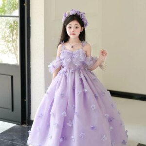Children’s Princess 2025 New Dream Fairy Purple Girls Birthday Party Performance dress