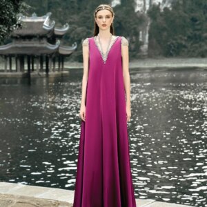 Customized Jersey Sequined Ruched Christmas A-line V-neck Bespoke Occasion Gown Long Dresses