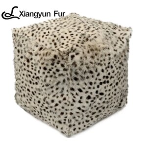 Nordic Contemporary Minimalist Style Luxury Spots Small Low Stool Living Room Fur Stool Goat Fur Ottoman