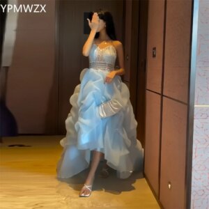 Customized Prom Gown Evening Formal Dress Party Occasion YPMWZX Sweetheart Ball Floor Length Skirts Sleeveless Bead Ruffle Bespo