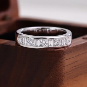 Provence Custom 14K/18K white gold wedding band DEF lab grown diamond rings for womne men promise Engagement Half Eternity Band