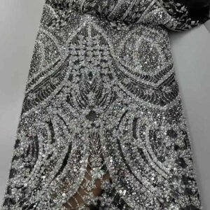 African Heavy Beaded 2025 High Quality Nigerian Sequins With Pearl Lace French Tulle Fabric For Party Dress Sew ZX