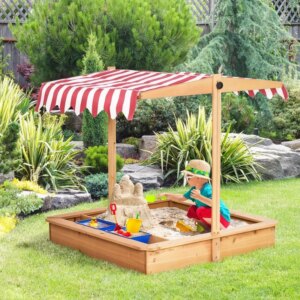 Children Sand Play Station Outdoor, with Adjustable Height Cover Boys and Girls, for Backyard, Beach, Lawn