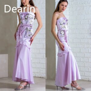 Customized Evening Dress Prom Gown Party Occasion Formal YPMWZX Strapless A-lineAnkle Length Skirts Ribbon Bespoke Dres