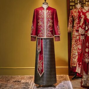Yourqipao Chinese Men’s Clothing Xiuhe Wedding Sets Dresses Groom Dragon and Phoenix Coat Large Size Tang Suit Toast Bridal Coat
