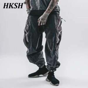 HKSH Spring Summer New Color Contrast Waste Land Techwear Pockets Adjustable Zipper Safari Style Man Dark Ins Cargo Pants HK5049