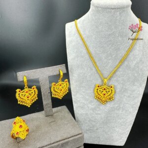 New Dubai 24K Gold Plated Necklace Earrings Ring for Women’s Wedding Party Jewelry Set  DD10399