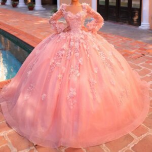 Pink Shiny Quinceanera Dress Ball Gown 2025 Long Sleeve Applique Lace Beads Vestidos De 15 Años Sweet 16 Birthday Party Pageant