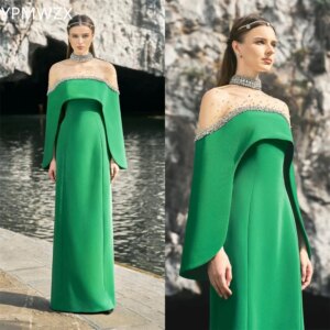 Customized Prom Gown Evening Women Party Occasion YPMWZX High Collar A-line Floor Length Skirts Tulle Bead Bespoke Dres