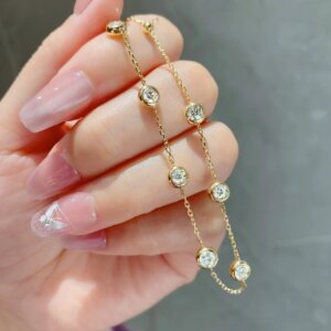10K gold solid gold cross Chain Bubble Diamond Bracelet 0.3CT Lab Grown diamond 6 Diamond bracelet custom fine jewelry