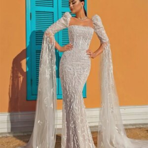 Stylish Removable Sleeve Wedding Dress 2025 Luxurious Beaded Bridal Gown Formal Ball Gown For Saudi Arabia Dress Customized