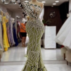 Shimmering Crystal Jewels Mermaid Formal Evening Dress 2024 Finges Stone Arabic Wed Party Dress Elegant Prom Event Ceremony Gown