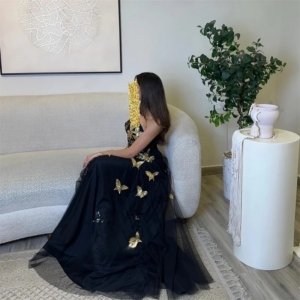 Little Daisy Customized Saudi Arabia Classic Modern Style Formal Evening Strapless A-line Appliques Tulle Bespoke Occasion  Form