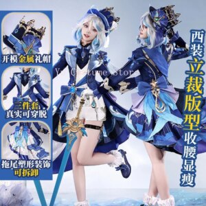 Three-point Delusion Genshin Impact Furina De Fontaine Black Cosplay Costume Cos Game Anime Party Uniform Hallowen Play Role