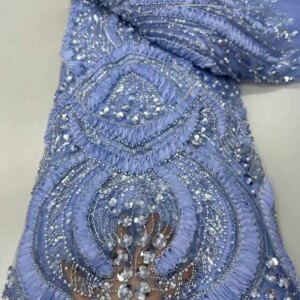 High-end Luxury Exquisite New Fashion Design Fabric Sequins 3D Embroidery Net Lace Beads Fabric For Women’s Wedding Party Dress