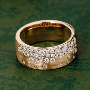 Provence 14K/18K solid gold wedding band melee lab diamond engagement rings for men romantic stacking ring custom promise gift