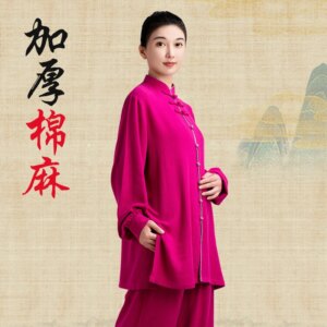 Tai Ji Suit Martial Arts Women’s New High-End Exercise Clothing Long Spring, Autumn and Winter Thickened Cotton Linen