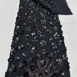 Luxury African Tulle Lace Fabric 2025 Embroidery Groom Nigerian Bridal High Quality French Black Lace Fabric For Wedding A984-1