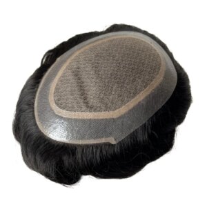 Malaysian Virgin Human Hair Hairpieces 1B# Off Black Color 6×8 Silk Base Toupee for Asian Men