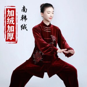 Tai Ji Suit Martial Arts Women’s New High-End Velvet Spring, Autumn and Winter Thickened Exercise Clothing Men’s Embroidered
