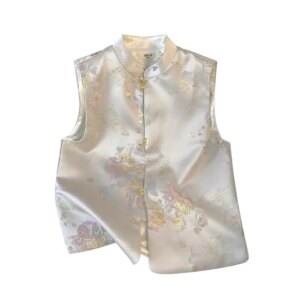 New Chinese plate small round neck national wind vest cardigan heavy embroidery female coat