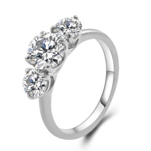 Provence 10K/14K/18K Moissanite Engagement Rings for Women Round Brilliant Cut D Color Wedding Bands Three Stone GRA Certificate