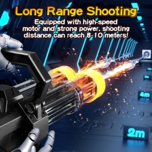 High Power Electric Double Barrel Gatling Water Gun Toy With Two Batteries Backpack Continuous Fire Outdoor Toys for Kids Adult