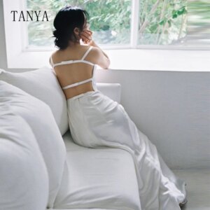 Sexy Backless Wedding Dress Soft Satin Sleeveless Mermaid Bridal Photoshoot Dress Simple Sweep Train Sheath Beidal Gown G4896