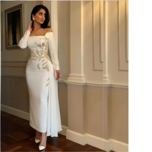 Luxury Classy White Mother of the Bride Dresses Strapless Full Sleeves Ankle Length Fancy Flowers High Quality Women Prom Gowns