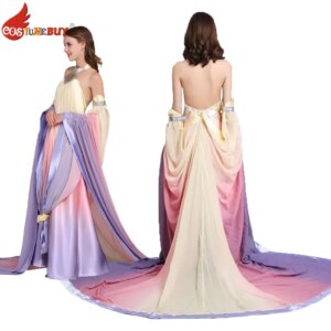 Film Padme Queen Amidala Cosplay Costume, Backless Off-Shoulder Elegant Sexy Party Ball Gown, Women’s Vintage Fashion Prom Dress
