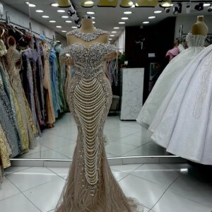 Sparkly Crystals Prom Dresses With Pearls Off Shoulder Mermaid Cocktail Dresses Celebrity Dresses Vestidos De Noche Customized